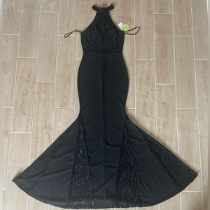 Windsor Formal Black Lace Mermaid High Neck Dress